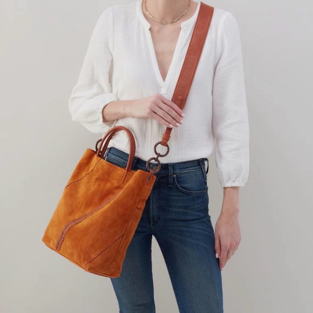 NWT HOBO Cognac Suede Crossbody Bag